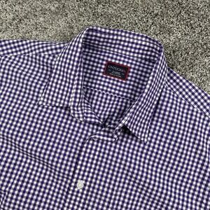 Untuckit Shirt Mens‎ Large Purple White Gingham Check Button Down 100% Cotton